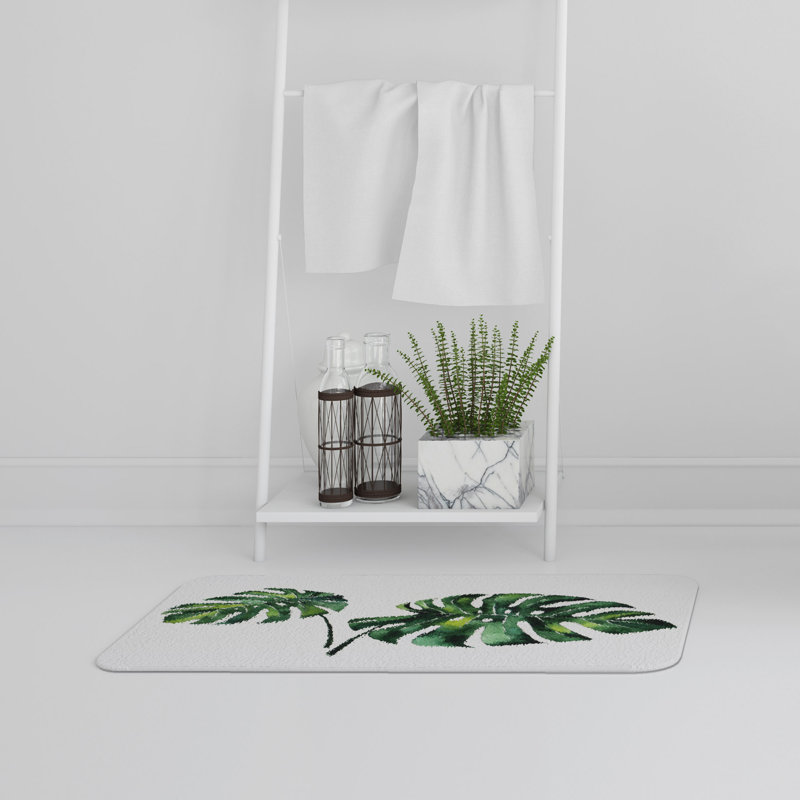 Pollark Non-Slip Bath Rug, Green/White