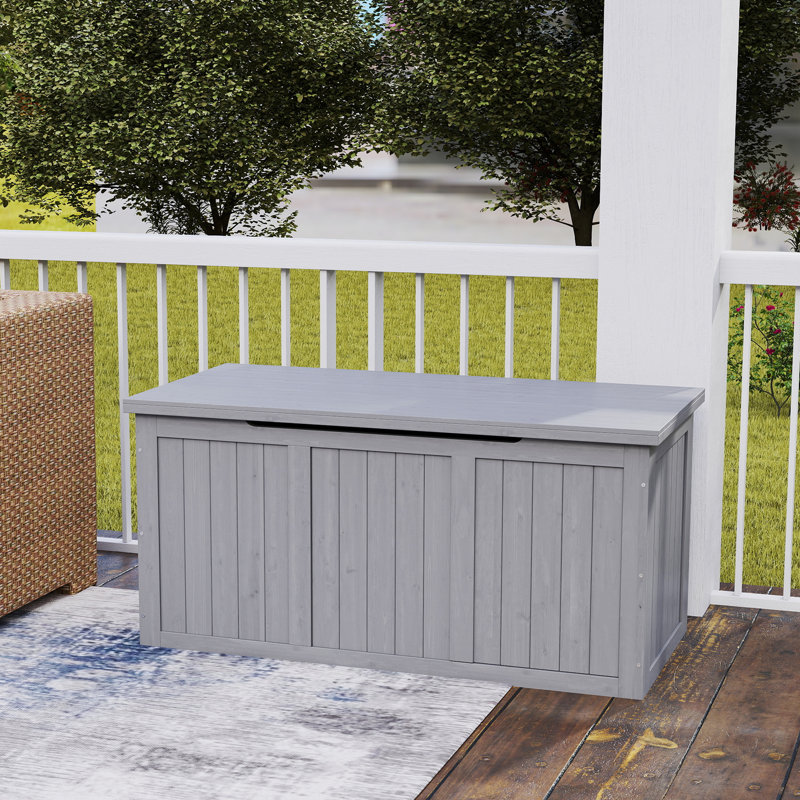 Coffre de terrasse en bois Gallon, Grey, H 22 po x l 45 po x P 22 po