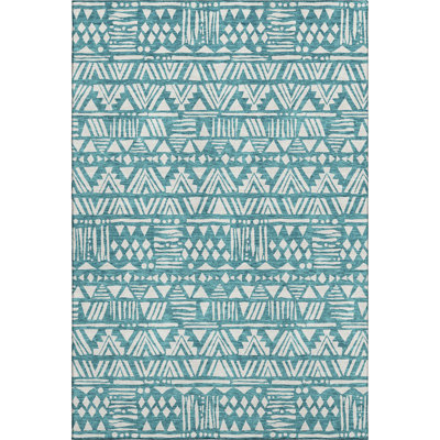 Premium Machine Washable Prisco Teal Rug