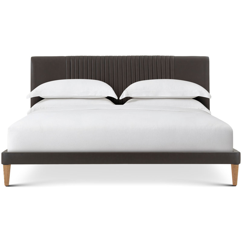 Kyoto Leather Bed, Gray, Queen