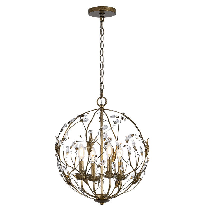 4 - Light Dimmable Globe Crystal Chandelier