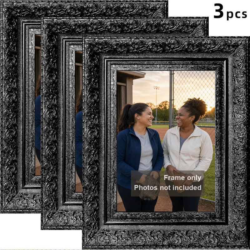 Cadre photo simple 3 pièces 5 "x 7" noir pour tablette de chambre