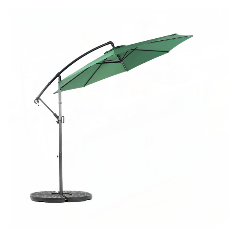 Parasol de marché suspendu sans base 10 pieds avec inclinaison facile, abat-jour en polyester et 8 nervures pour une protection maximale et une durabilité maximale