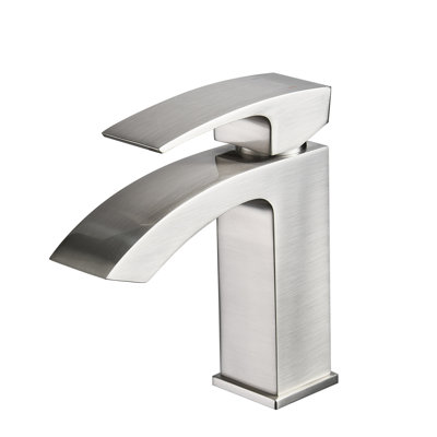 Robinet de lavabo en alliage d'aluminium brossé or - fonctionnement manuel, robinet de lavabo moderne monotrou, fixation sur le comptoir