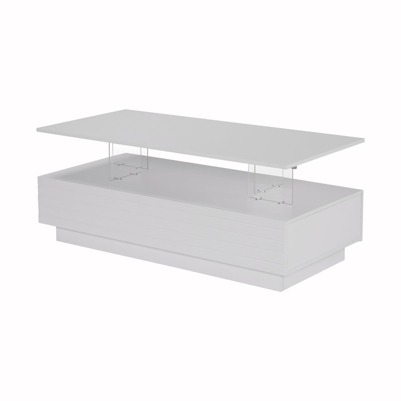 Rectangular LED Lights Coffee Table, White