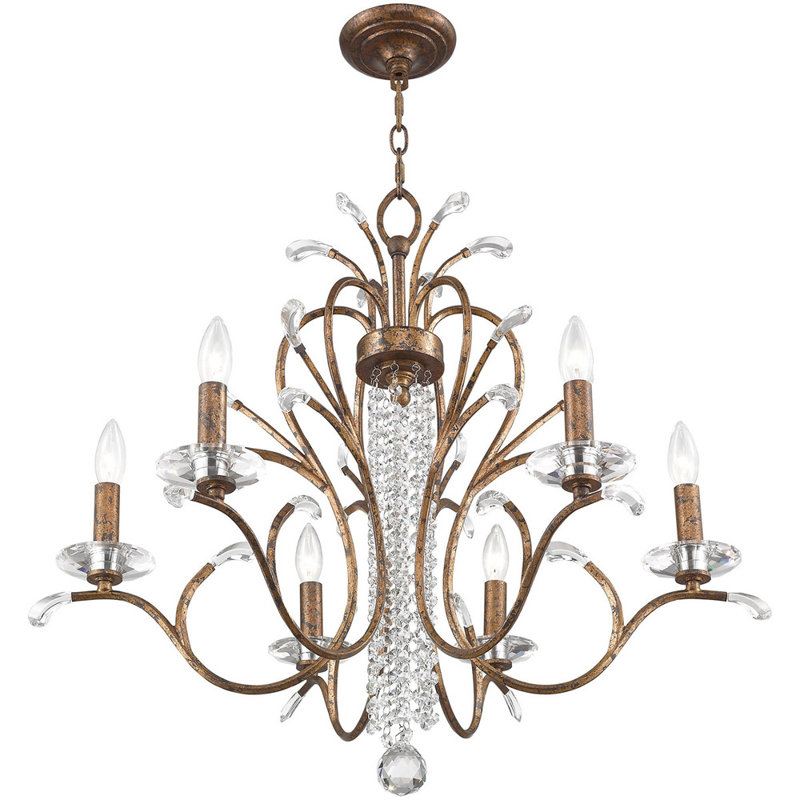 Everlea Candle Chandelier, Venetian Golden Bronze, 6