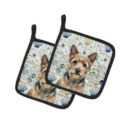 Paire de poignées en verre Norwich Terrier