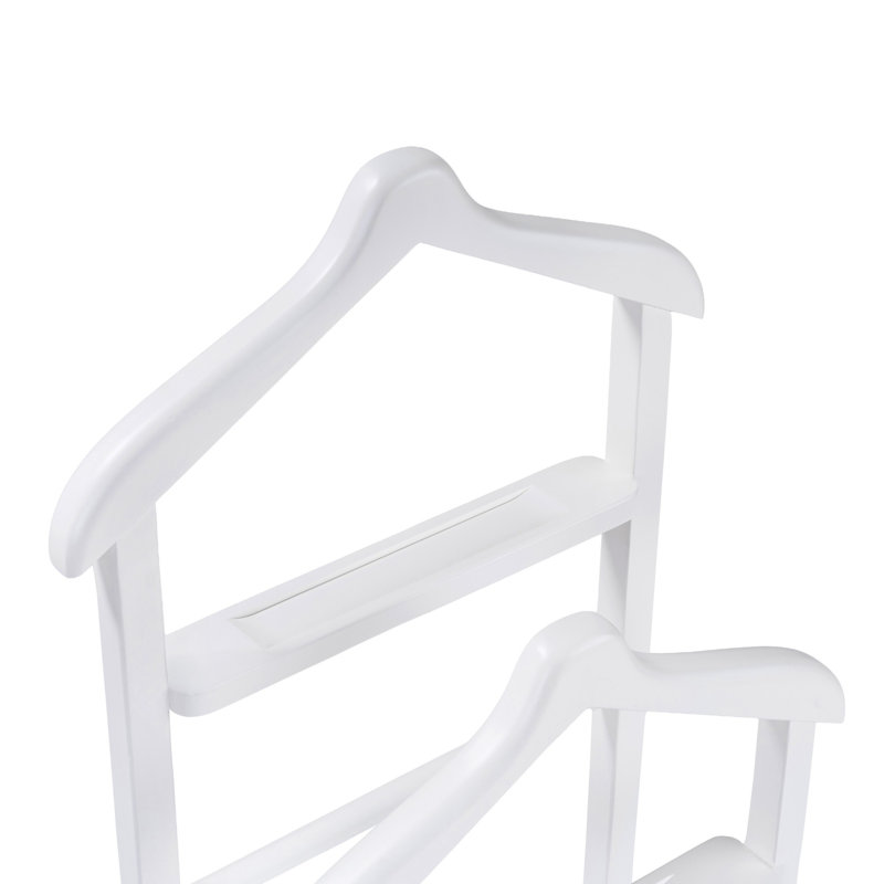 Élégant porte-valet pour vêtements et accessoires, bois de hêtre blanc, 13,2 x 47,2 x 18,1 pouces | 100% hêtre durable, design moderne | Cintre polyvalent, parfait pour le vestibule, la chambre à coucher et l'organisation de bureau
