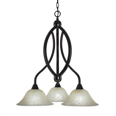 Eisenhauer 3 Light Downlight Chandelier Shown In Brushed Nickel Finish With 10" Amber Marble Glass