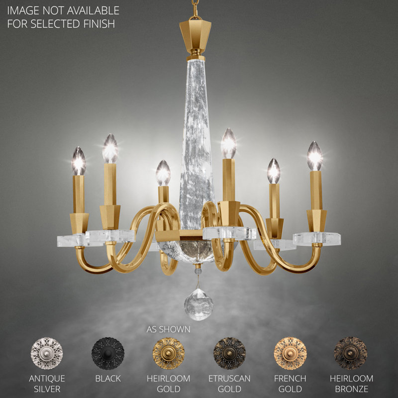6 - Light Chandelier, Etruscan Gold