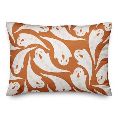  Ghost Pattern Orange Abstract Lumbar Pillow