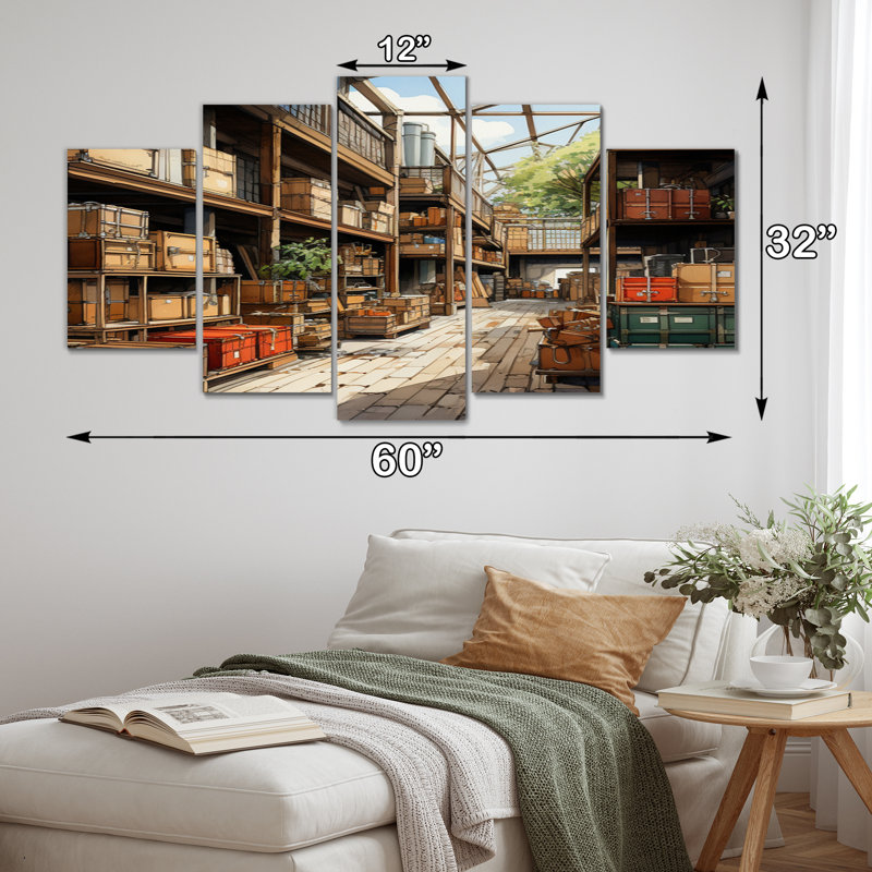 «Warehouse Hidden Treasures II», art mural sur toile Warehouse - 5 panneaux