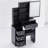 29.2" Small Size Left Bedside Cabinet Vanity Table + Cushioned Stool, Large Sliding, Touch Control, Tri-color Switching, Brightness Adjust LED Mirror, High Capacity Storage, Suitable for Small Space-1329483695