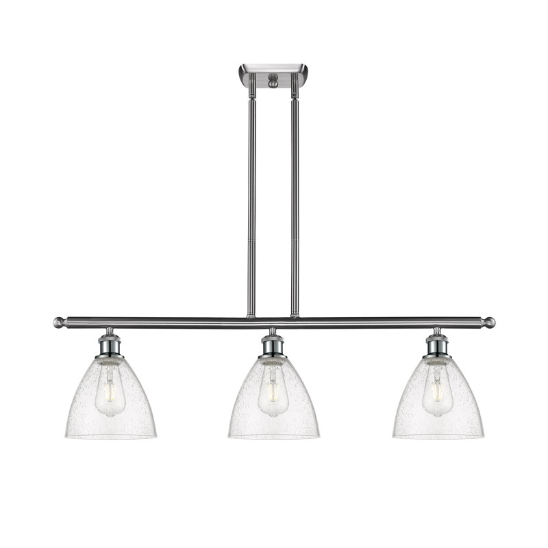 Amren 3 - Light Kitchen Island Pendant, 43.75" H x 36" W x 7.5" D, LED, Brushed Satin Nickel