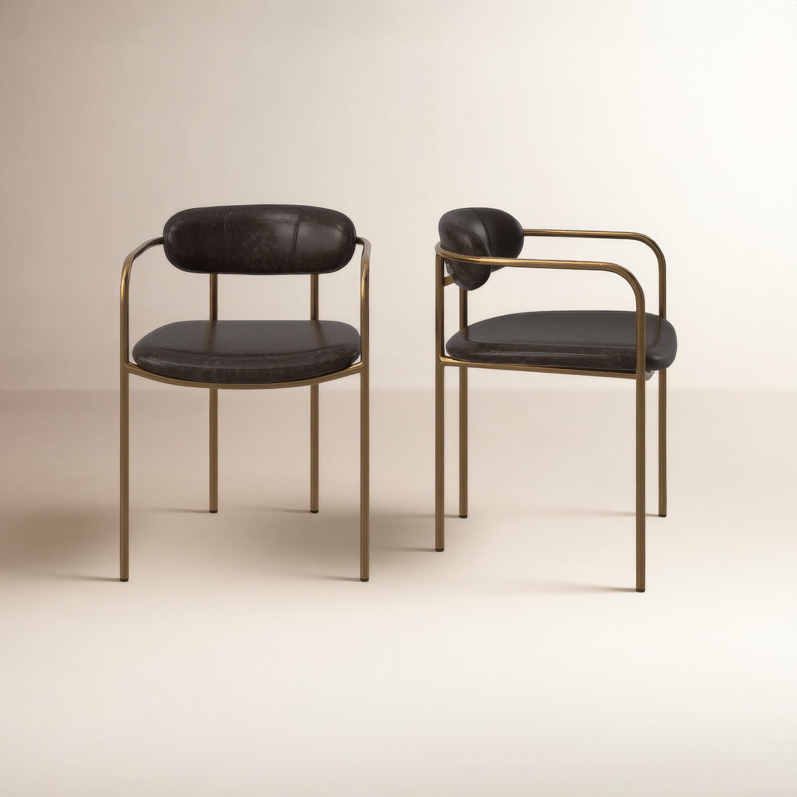 Belarus Dining Armchair, Brown, Gold