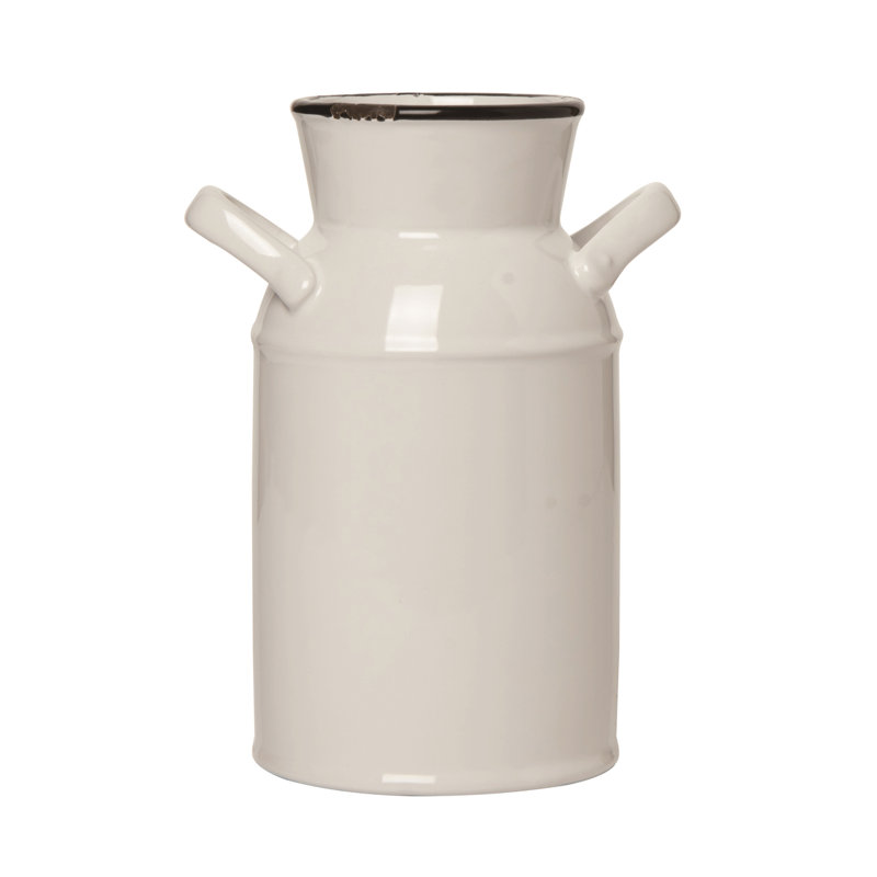 Pot à lait en céramique de 7,5 pouces de style rétro blanc pour l'intérieur, parfait pour la décoration de table