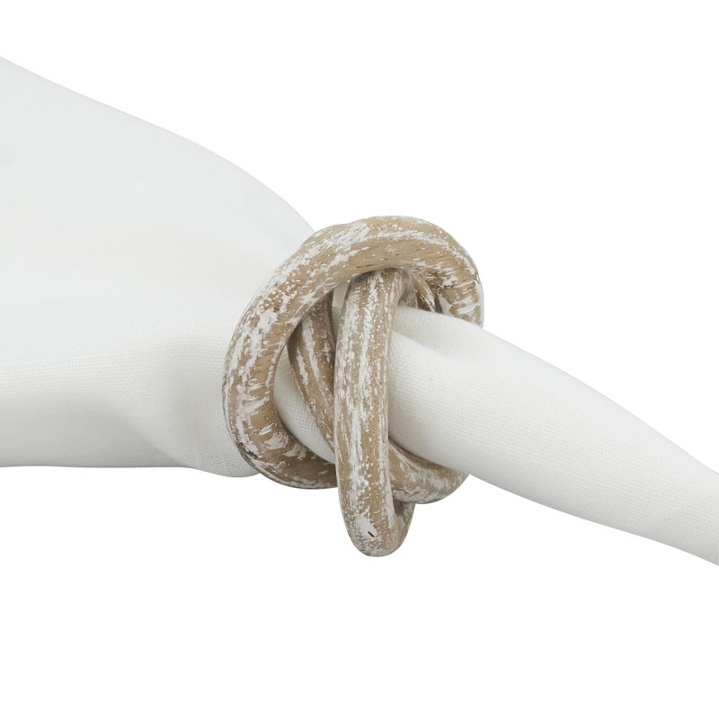 Wooden Interlock Dinner Napkin Ring, White