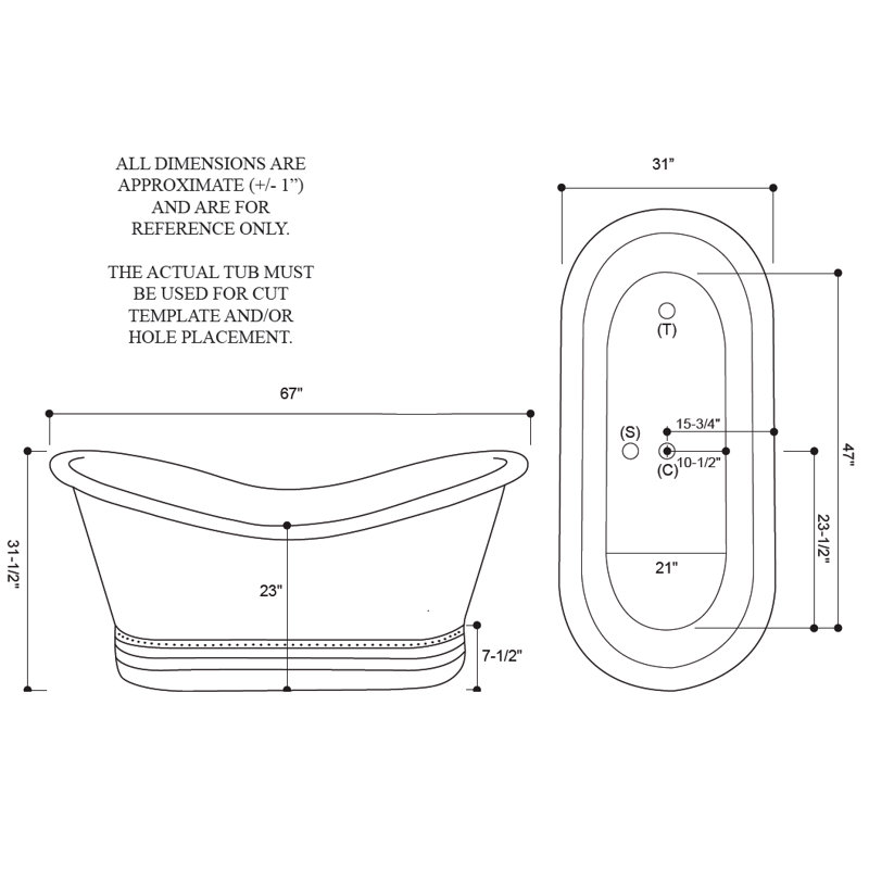 Isabella 67'' x 31'' Soaking Copper Bathtub, Dark Smoke Copper, Right