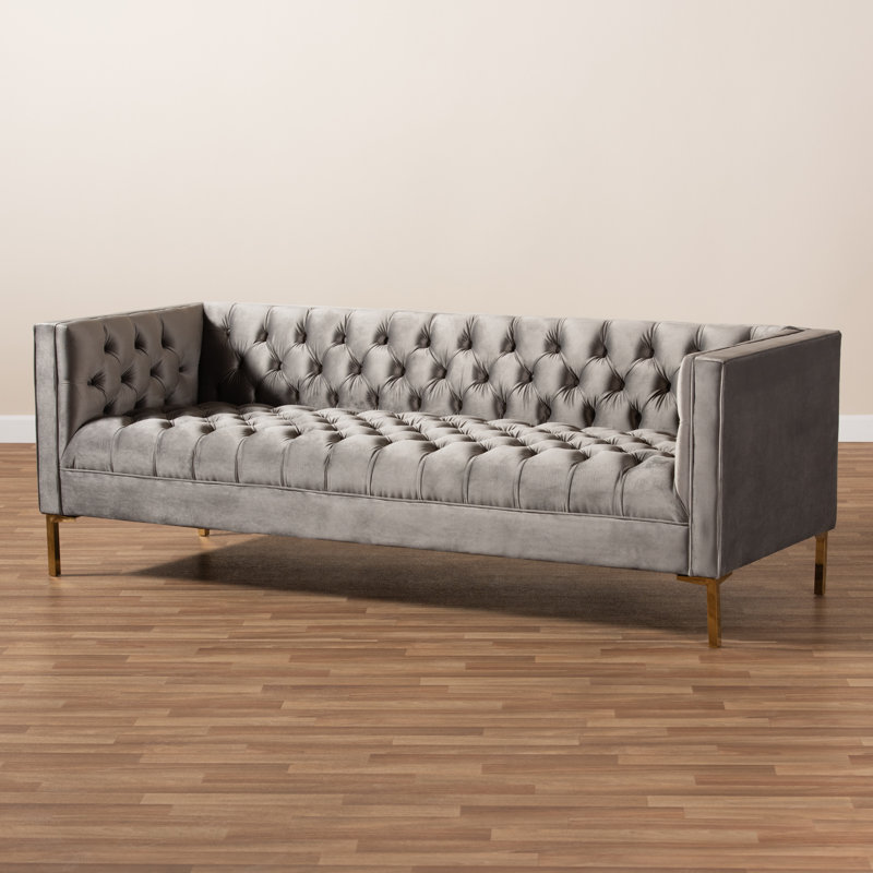 3 Seater Velvet Sofa, Grey