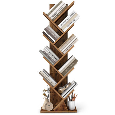 Étagère à livres 9 niveaux, bibliothèque autoportante 15 x 7,9 x 45,4 pouces