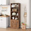 Armoire de rangement 71,4 "avec portes, 6 tablettes en bois pour le salon, le bureau et le bureau-486964896
