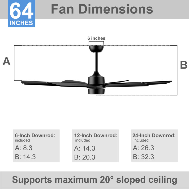 64 Inch Smart Ceiling Fan With Light