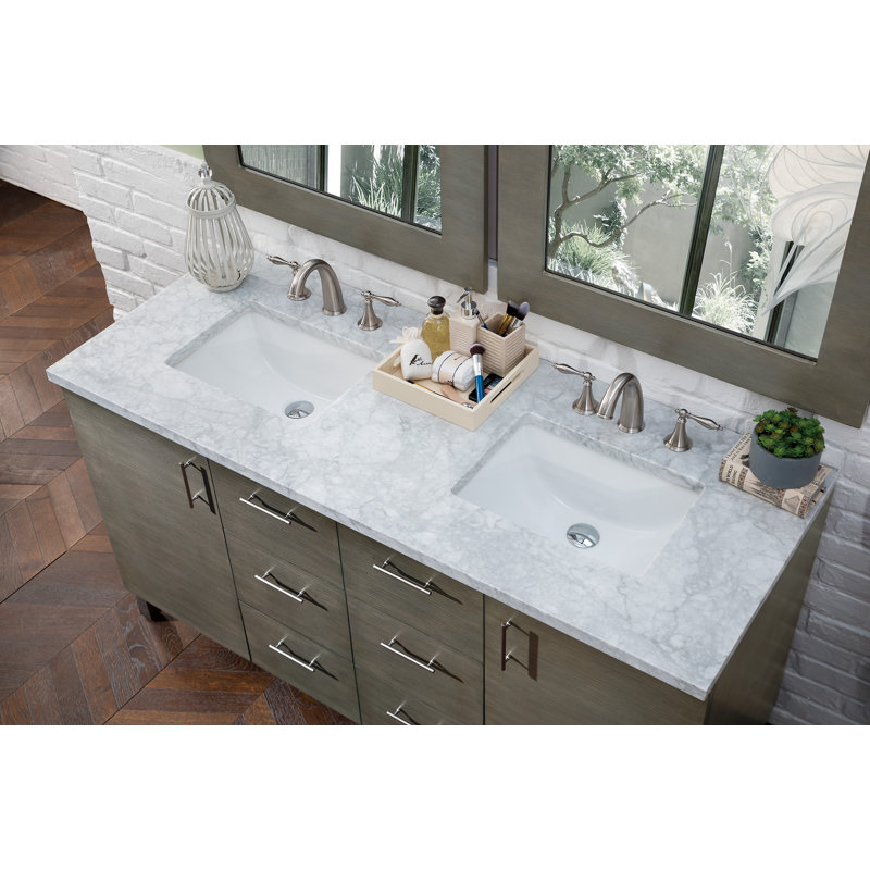 Metropolitan 60'' W Double Vanity, Eternal Marfil, Silver Oak