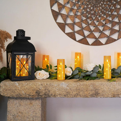 Bougies sans flamme à DEL avec chaîne d'étoiles intégrée, 9 bougies à piles en acrylique avec minuterie et télécommande, bougies scintillantes pour une ambiance romantique et une décoration intérieure