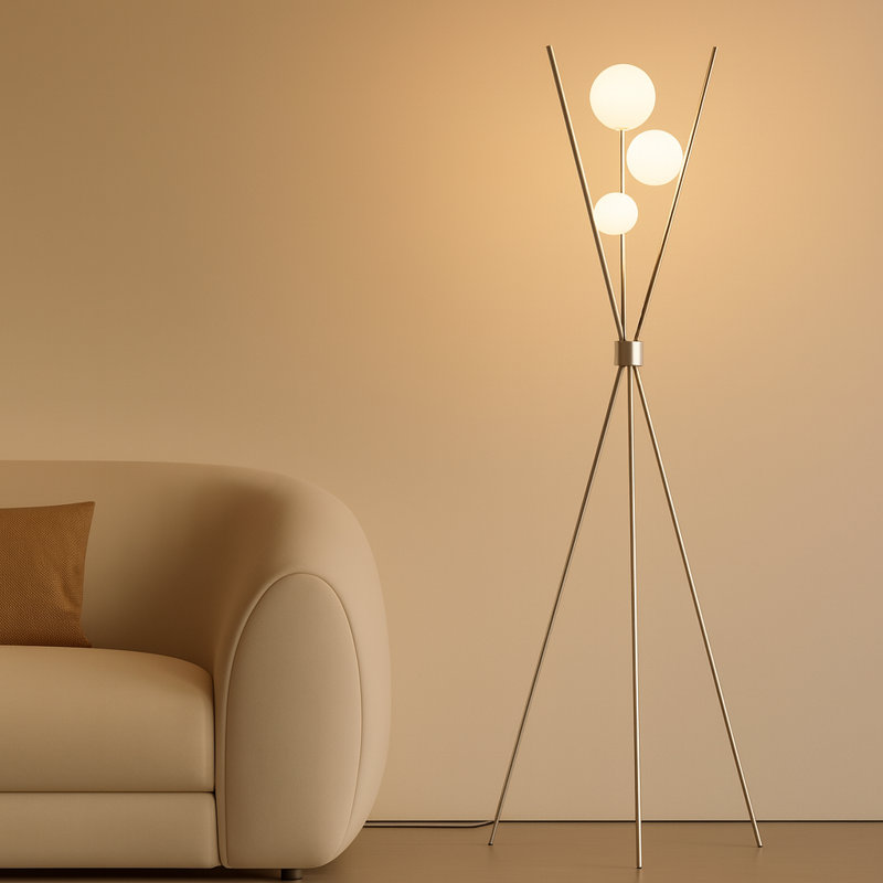 Lampe sur pied Triglobe, Doré