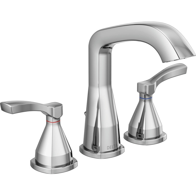 Stryke Widespread Bathroom Faucet 3 Hole, 2-handle Bathroom Sink Faucet with Drain Assembly, Chrome