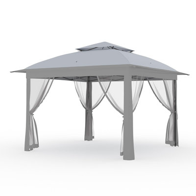 Auvent extérieur 11 x 11 pi avec moustiquaire, abri de jardin imperméable avec sac de transport pour les fêtes de jardin
