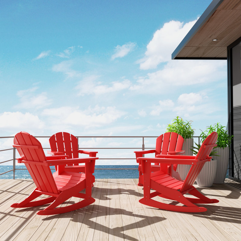 Chaise Adirondack à bascule en plastique / résine Laguna (ensemble de 4), Rouge