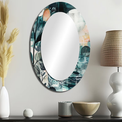 Miroir mural ovale vert et orange Reflections of a Free Mind III