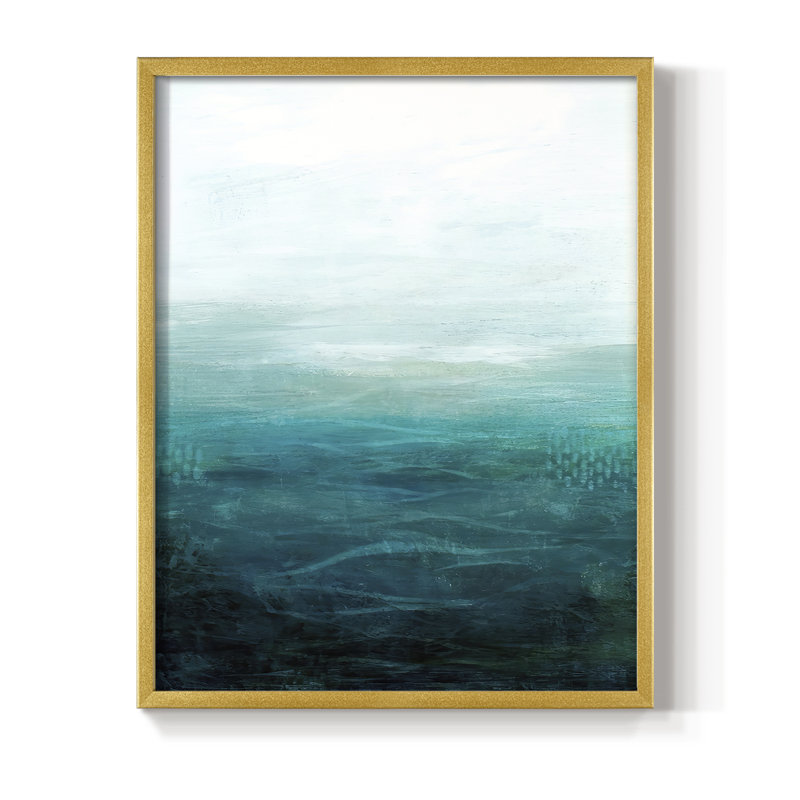 «Drifting Sea II», reproduction encadrée - bois massif, Or, H 10 po x l 8 po