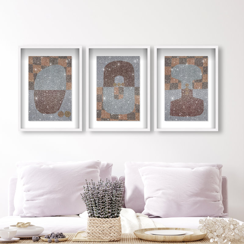 Checkered Dominos Set Framed Graphic Art, 25.5" H x 17.5" W, White Shadowbox