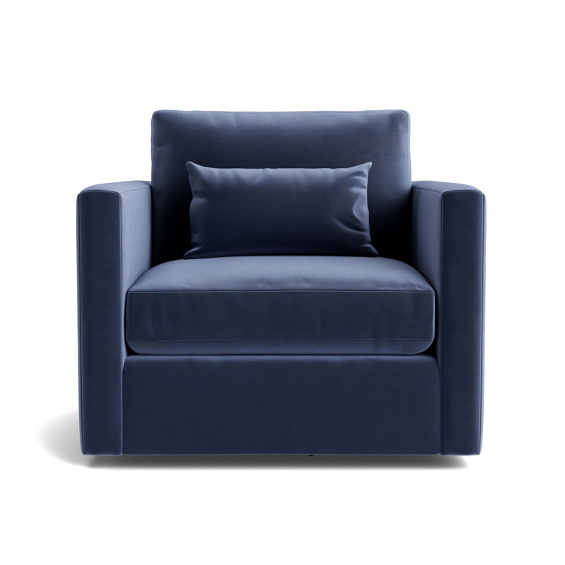 Haywood Full Swivel Chair, Performance Velvet - Indigo