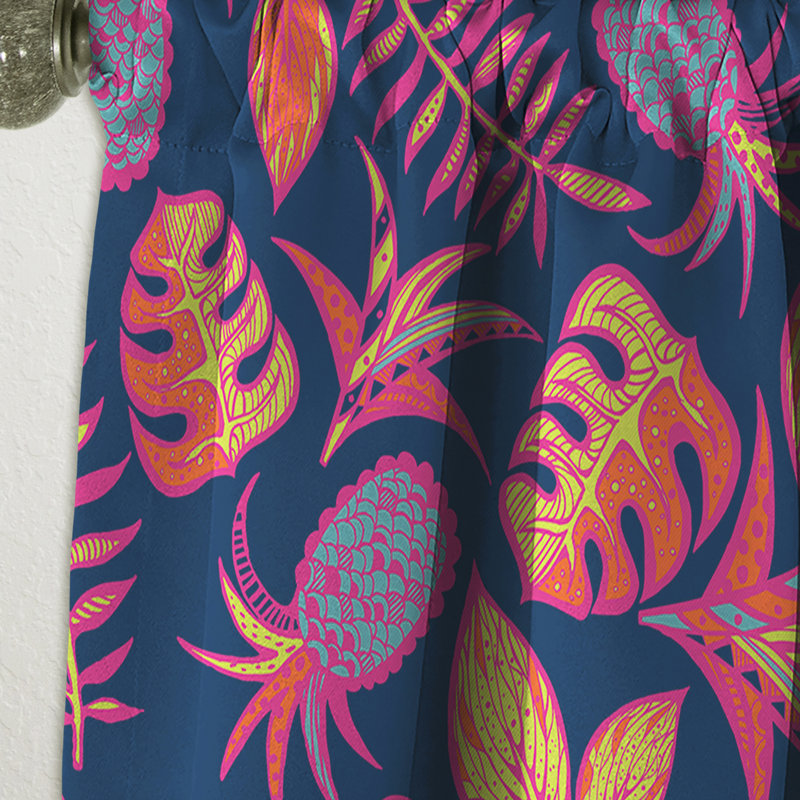 Dessin de motif tropical - Rideau simple occultant avec motif de nature tropicale, L 52 po x L 108 po