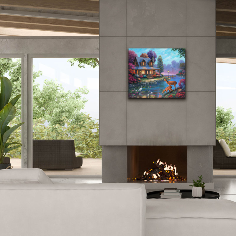 «Comfy Cozy Cottage» par John Zaccheo, art mural sur toile, 30 po x 26 po