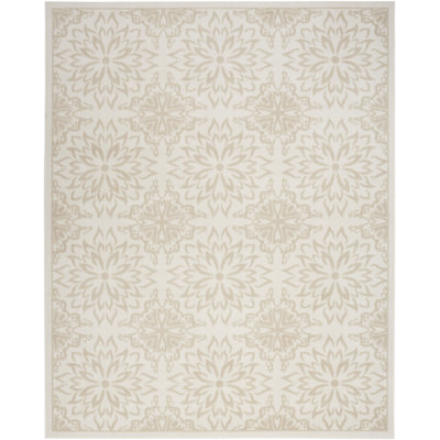 4' X 6' Beige and Ivory Floral Non Skid Area Rug