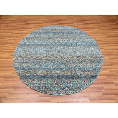 Aryanna One-of-a-Kind 6' New Age Round Wool Area Rug Blue