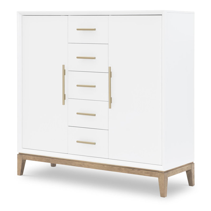 Commode de porte (2 portes, 4 tablettes réglables, 2 tablettes fixes, 5 tiroirs)