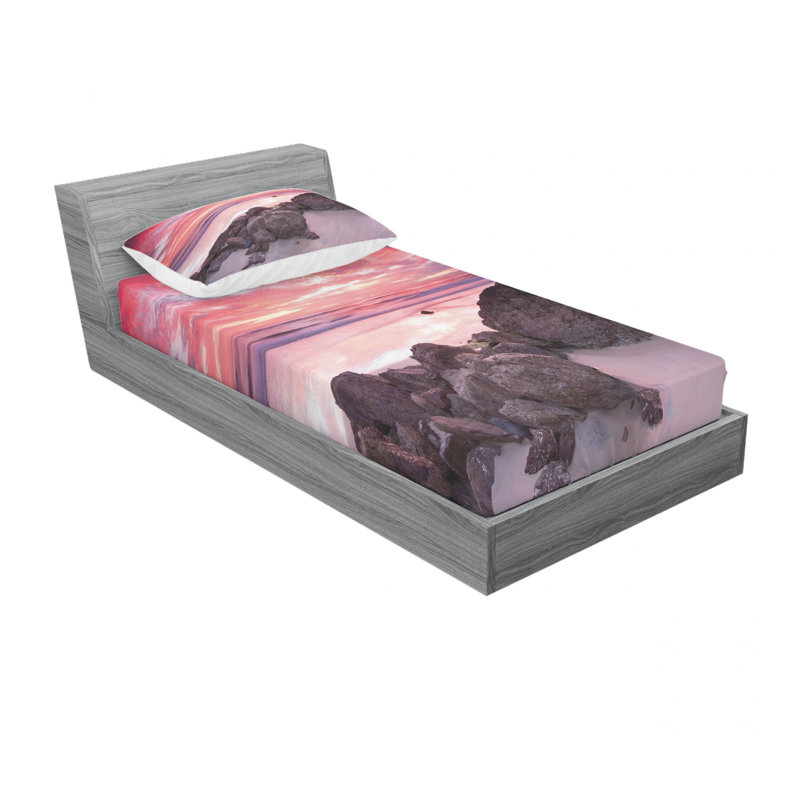 Microfiber Geometric Sheet Set, Twin XL Sheet Set with Fitted Sheet