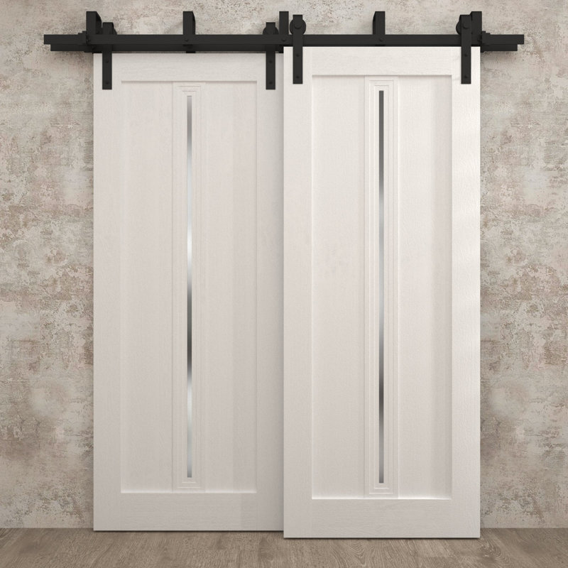 Sliding Closet Barn Bypass Doors | Ego 5014 | Modern Rails Hardware Set | Wood Solid Bedroom Wardrobe Doors, 60'' x 96''
