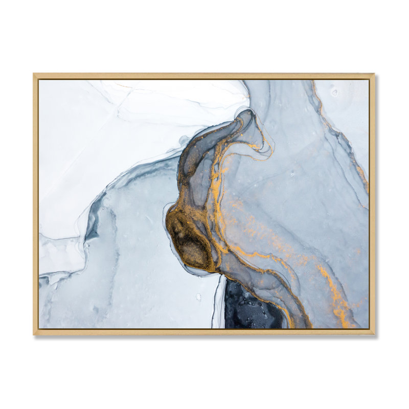 Luxe luxueux or gris marbré, art sur toile moderne, H 12 po x l 20 po x P 1 po, Toile avec cadre flottant brun