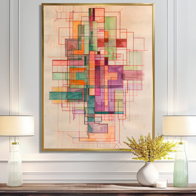«Vintage Overlap Stillness I» - art mural géométrique