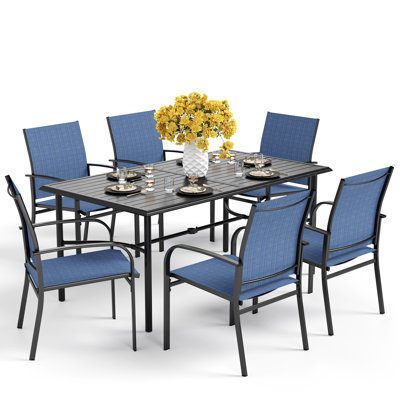 Argyri Rectangular 7 - Piece 6 - Person 170.2Cm Outdoor Table Set