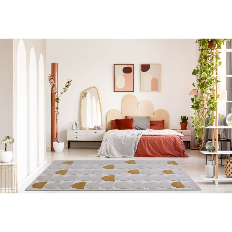 Tapis mid-century moderne touffeté à la main Rugsmith Sand, 7 pi 6 po x 9 pi 6 po, Rectangle 5 pi x 8 pi