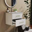 Ensemble de meuble-lavabo mural 24 po avec lavabo, deux tiroirs, lavabo en céramique, facile à assembler, poignée longue, 2 tiroirs de rangement, blanc brillant-1242612322-1242612320