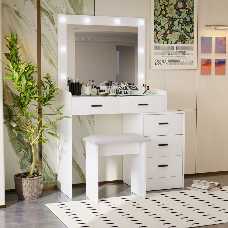 White Color Adjustable Dressing Table