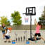 Panier de basket portable pour enfants, hauteur réglable de 1,5 à 2,1 m, base lestable et roulettes pour jardin, terrasse et bord de piscine.